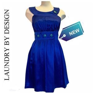 Laundry By Design NWT blue teal silk dress Sz 4